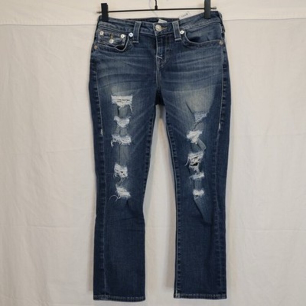 True Religion Jeans Hi Capri Flip Roll Jeans Sz 27